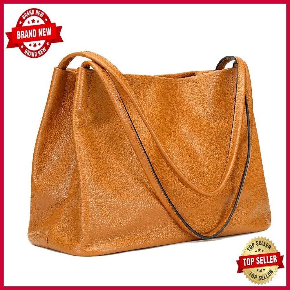Large Top Grain Leather Tote Bag Hobo Purse with Magnetic Closure